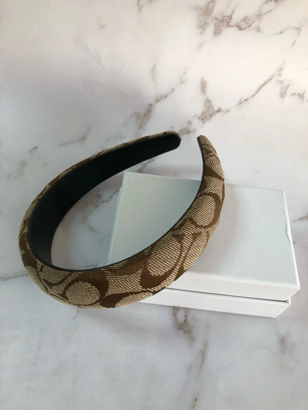 Coach Brown Signature Jacquard Padded Headband - Picture 2 of 10